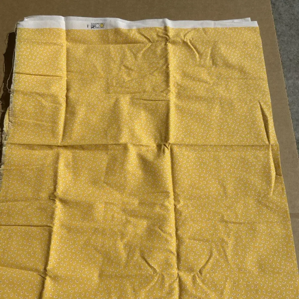 Vintage Textile Arts & Film Inc Yellow Ditsy Floral Fabric Remnant 44x32” TAF